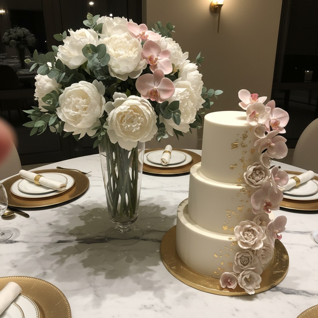 Luxury Arrangement & Designer Cake - SAR 799